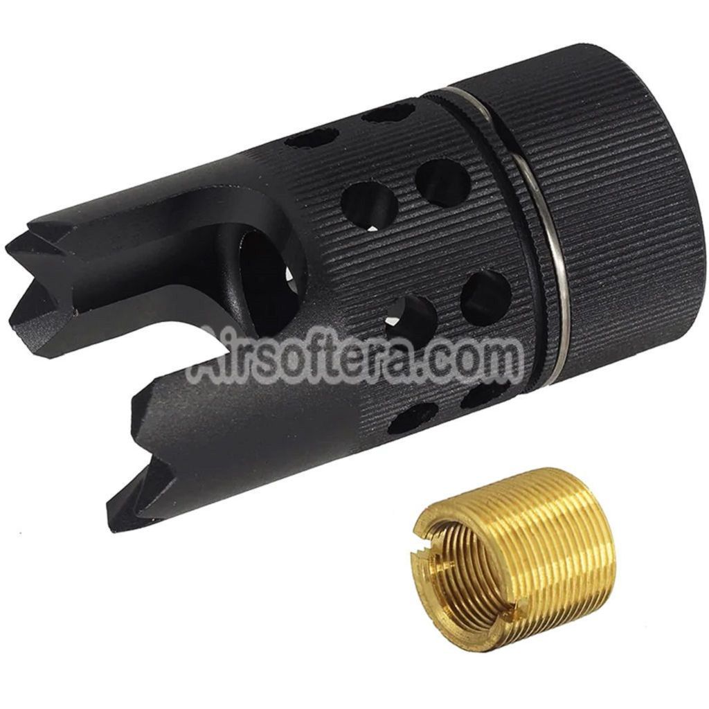 G&P M4 Rebar Cutter Steel Flash Hider -14mm CCW Counter-Clockwise / +14mm CW Clockwise Threading Black - AirsoftEra