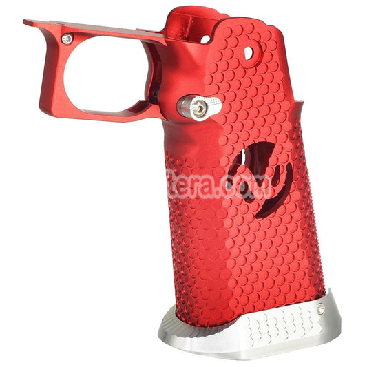 Airsoft 5KU CNC Aluminum Grip Infinity Style Type-3 For Tokyo Marui Hi-Capa 5.1 4.3 Series GBB Pistols Red/Silver