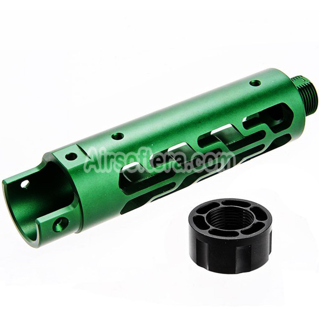 Narcos Airsoft CNC Aluminum Front Barrel Kit (Type 7) For Action Army AAP01 Series GBB Pistols Green