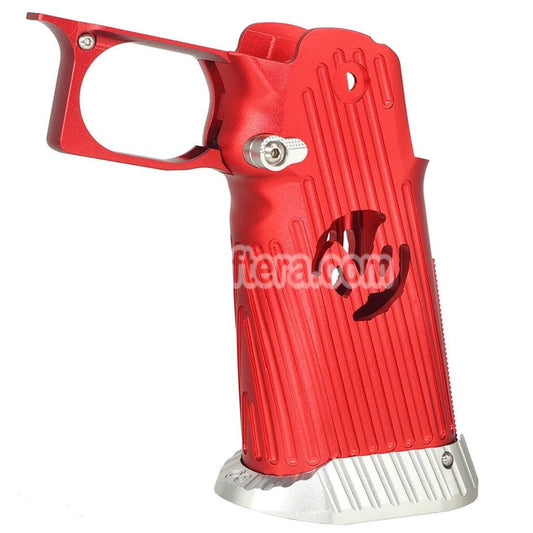 Airsoft 5KU CNC Aluminum Grip Infinity Style Type-4 For Tokyo Marui Hi-Capa 5.1 4.3 Series GBB Pistols Red/Silver