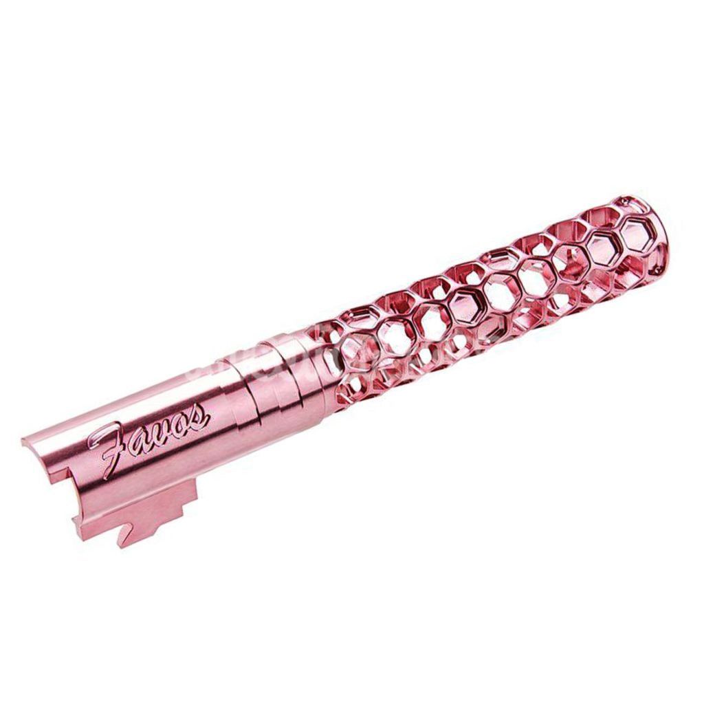 Airsoft Dr. Black CNC 6063 Aluminum 5" Inches 125mm Favos Style Outer Barrel +11mm CW For Armorer Works AW WE-TECH Tokyo Marui Hi-Capa 5.1 Series GBB Pistols Pink