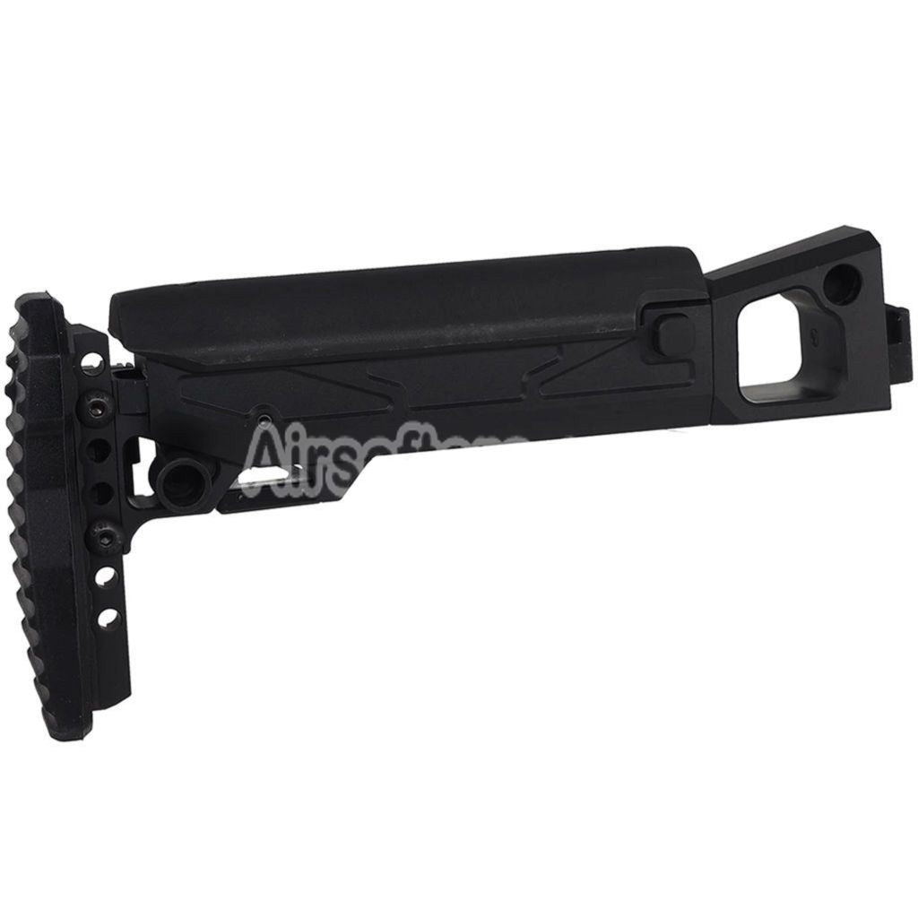 5KU KPYK Telescopic Folding Stock with Cheek Riser for GHK AK74 Series GBB Rifles Black - AirsoftEra