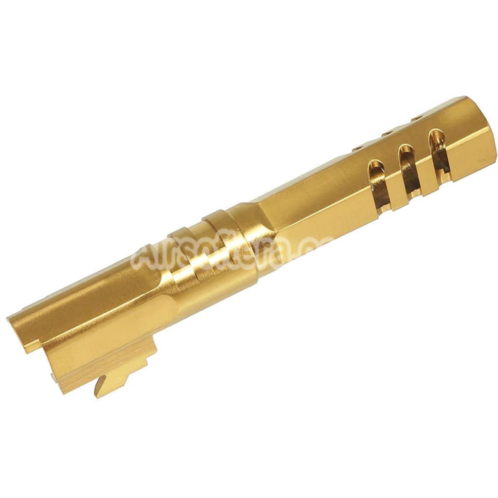 5KU 4.3 Inches Stainless Steel Hexagon Outer Barrel +11mm CW Suitable For Armorer Works WE (WE-TECH) Tokyo Marui Hi-Capa 4.3 Series GBB Pistols Airsoft Gold - AirsoftEra