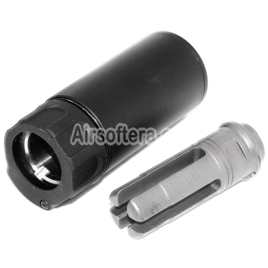 E&C 94mm Warden QD Suppressor Silencer with -14mm CCW Counter-Clockwise Threaded Flash Hider Black