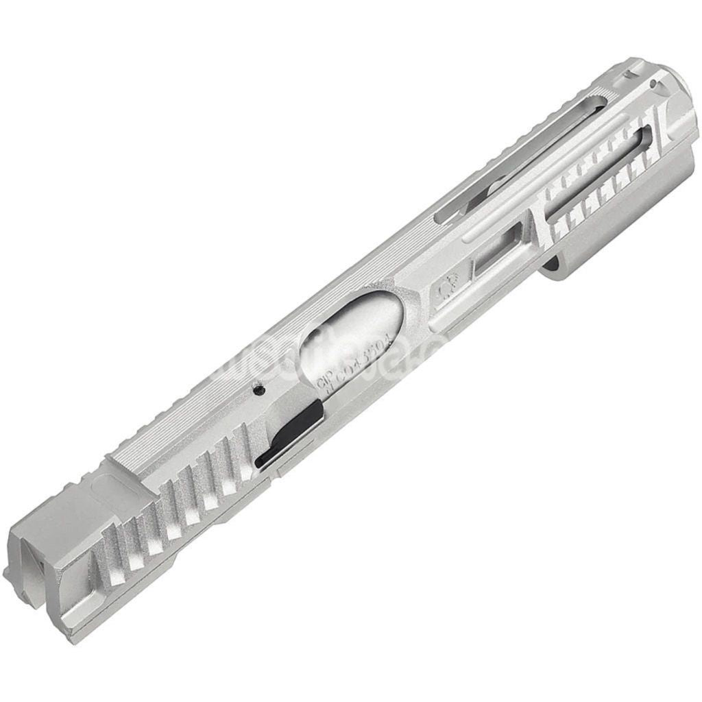 5KU CNC Aluminum Milling Slide & Barrel Kit Set Type-2 For KJ Works ASG CZ Shadow 2 Series GBB Pistols Airsoft Silver - AirsoftEra