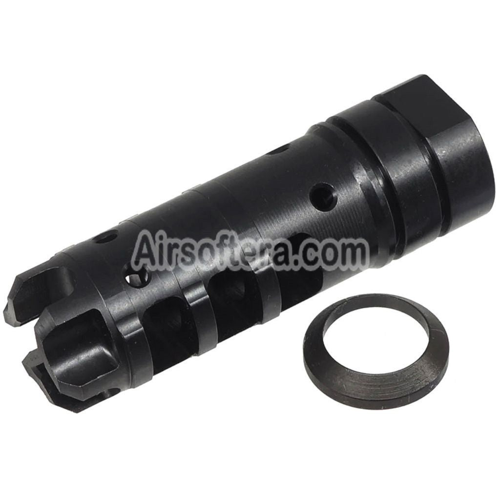 5KU 65mm LANTAC Dragon Style DGN762B Flash Hider Suitable For -14mm CCW Counter-Clockwise Thread Black