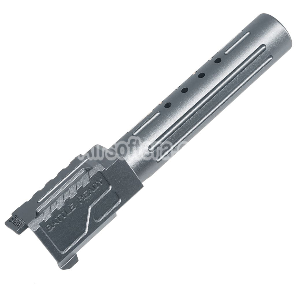 5KU CNC Aluminum BRA Style Ported Outer Barrel For Tokyo Marui G19 Gen.3 Series GBB Pistols Airsoft Titanium Grey