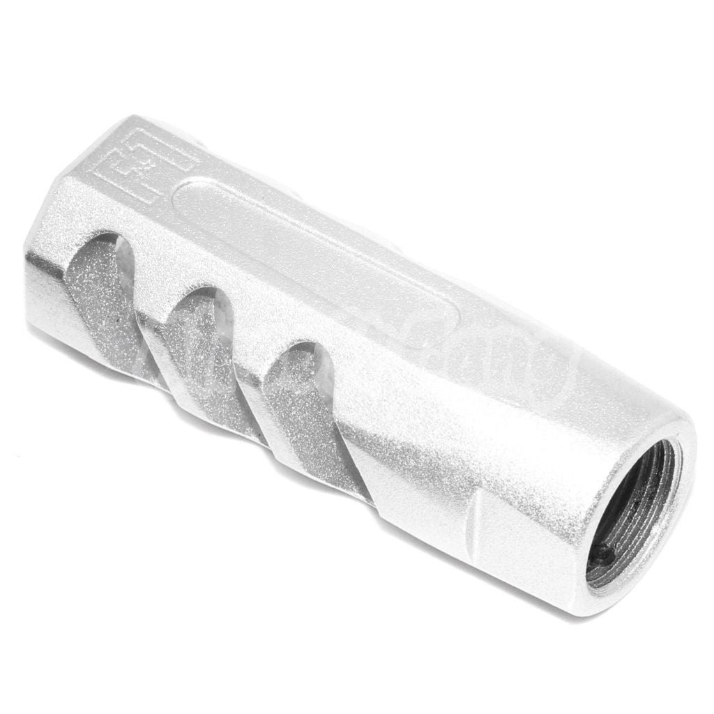 Airsoft APS EMG Licensed F-1 CMB Flat Faced Muzzle Brake Flash Hider -14mm CCW Silver