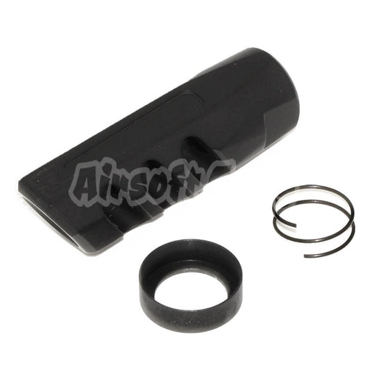 Airsoft APS EMG Licensed F-1 Angle Faced Muzzle Brake Flash Hider -14mm CCW Black