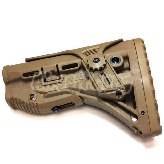 GL-Shock Style Recoil-Reducing Stock with Riser For M4 M16 AR Series AEG Airsoft Dark Earth