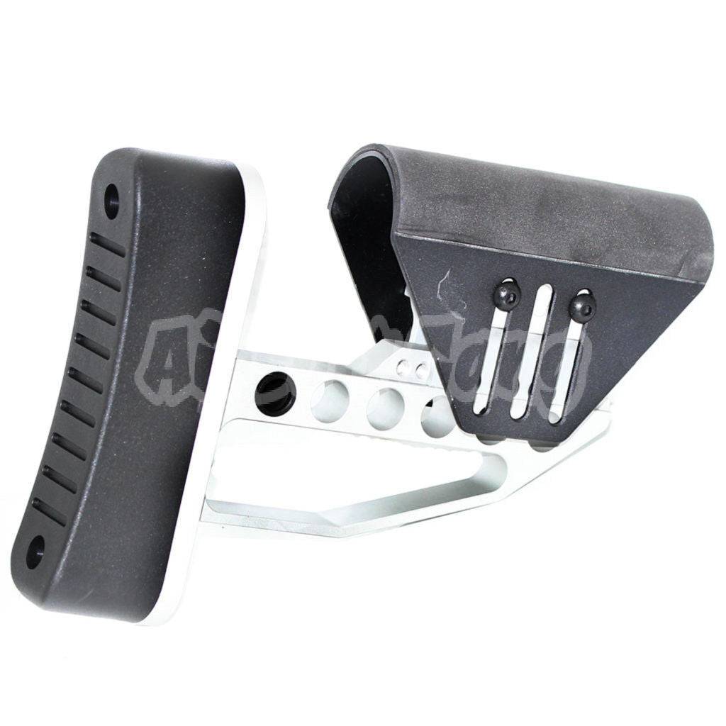 Light Weight Adjustable Stock Buttstock (Type 2) For M4 M16 Series AEG Airsoft Black/Silver