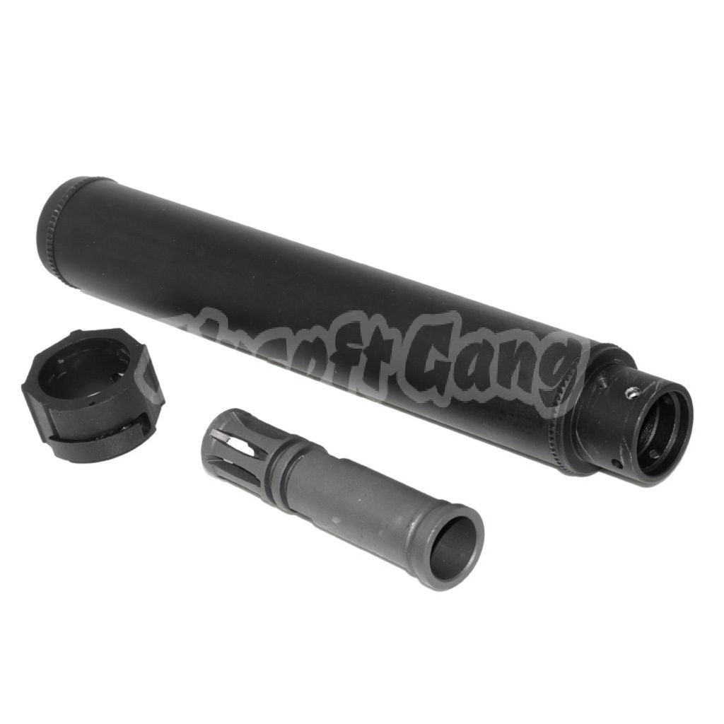 Airsoft 5KU 249mm SOCOM762 SS QD Suppressor Silencer A -14mm CCW Flash Hider Black