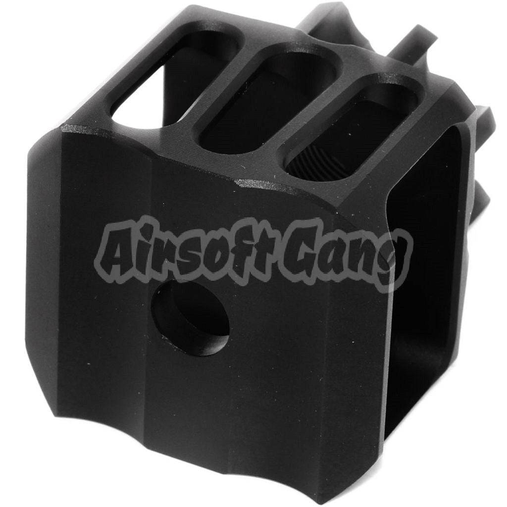 Airsoft 5KU CNC Aluminium LAF-28 Style Muzzle Brake Flash Hider -14mm CCW Black