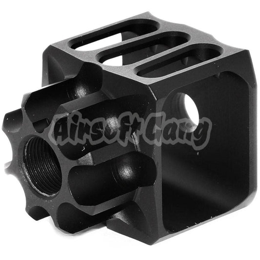 Airsoft 5KU CNC Aluminium LAF-28 Style Muzzle Brake Flash Hider -14mm CCW Black