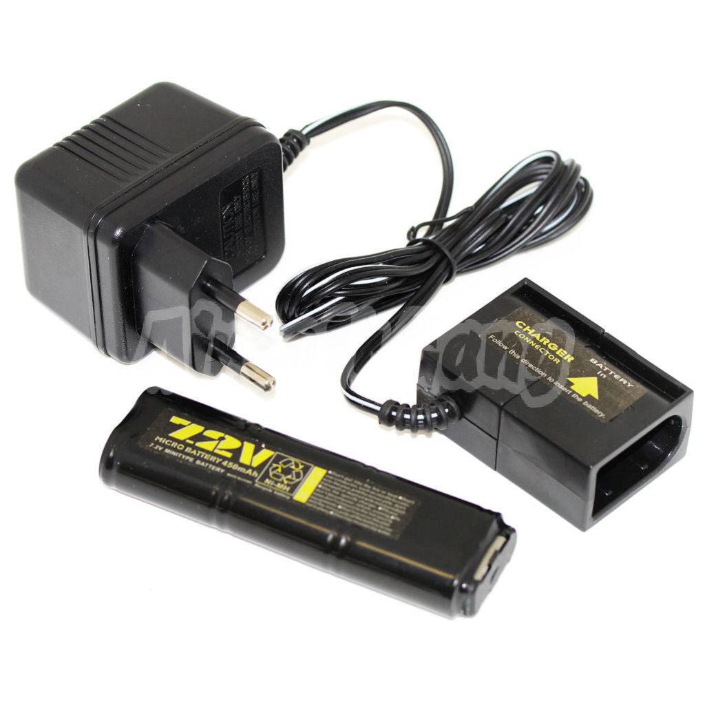 WELL 7.2V 450mAh Ni-MH Battery And 220V EU Plug Charger For Vz61 Scorpion / MP7 / MAC10 / R2 / R4 AEG Airsoft