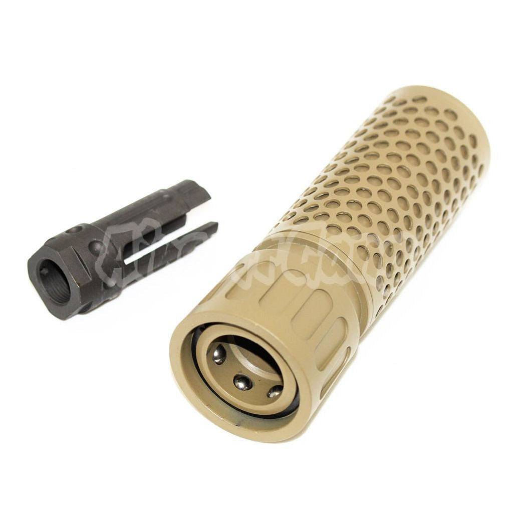 5KU 125mm 5" Inches KAC Style QDC/CQB Suppressor Silencer Extend Barrel Tube with -14mm CCW Flash Hider Dark Earth Tan