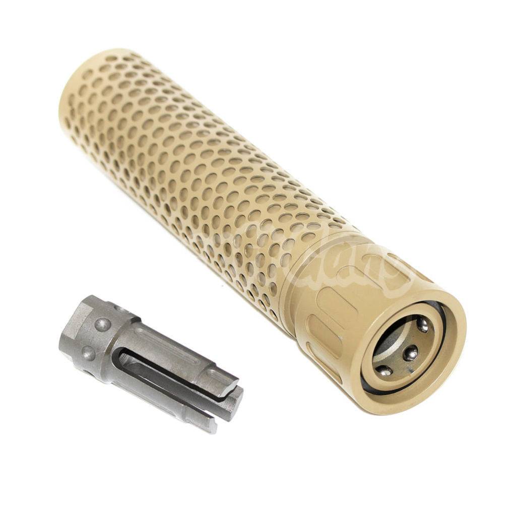 5KU 179mm 7" Inches KAC Style QDC/CQB Suppressor Silencer Extend Barrel Tube with -14mm CCW Flash Hider Dark Earth Tan