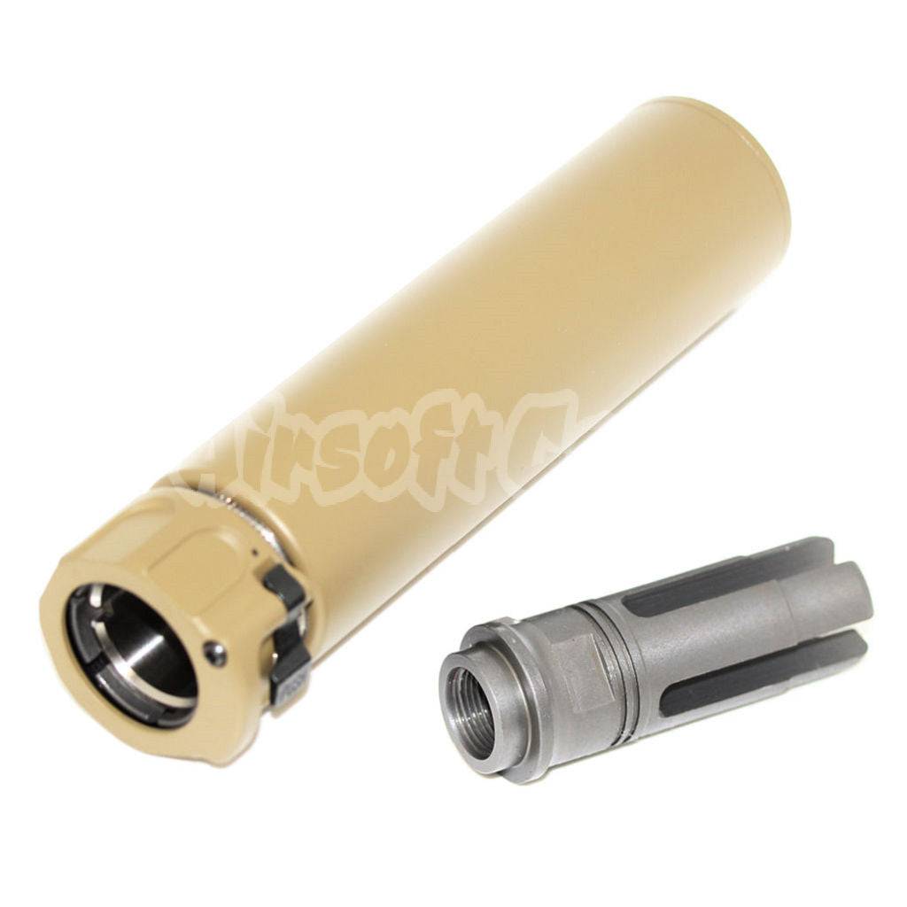 5KU 158mm SOCOM556 RC Suppressor Silencer with -14mm CCW Flash Hider Dark Earth Tan