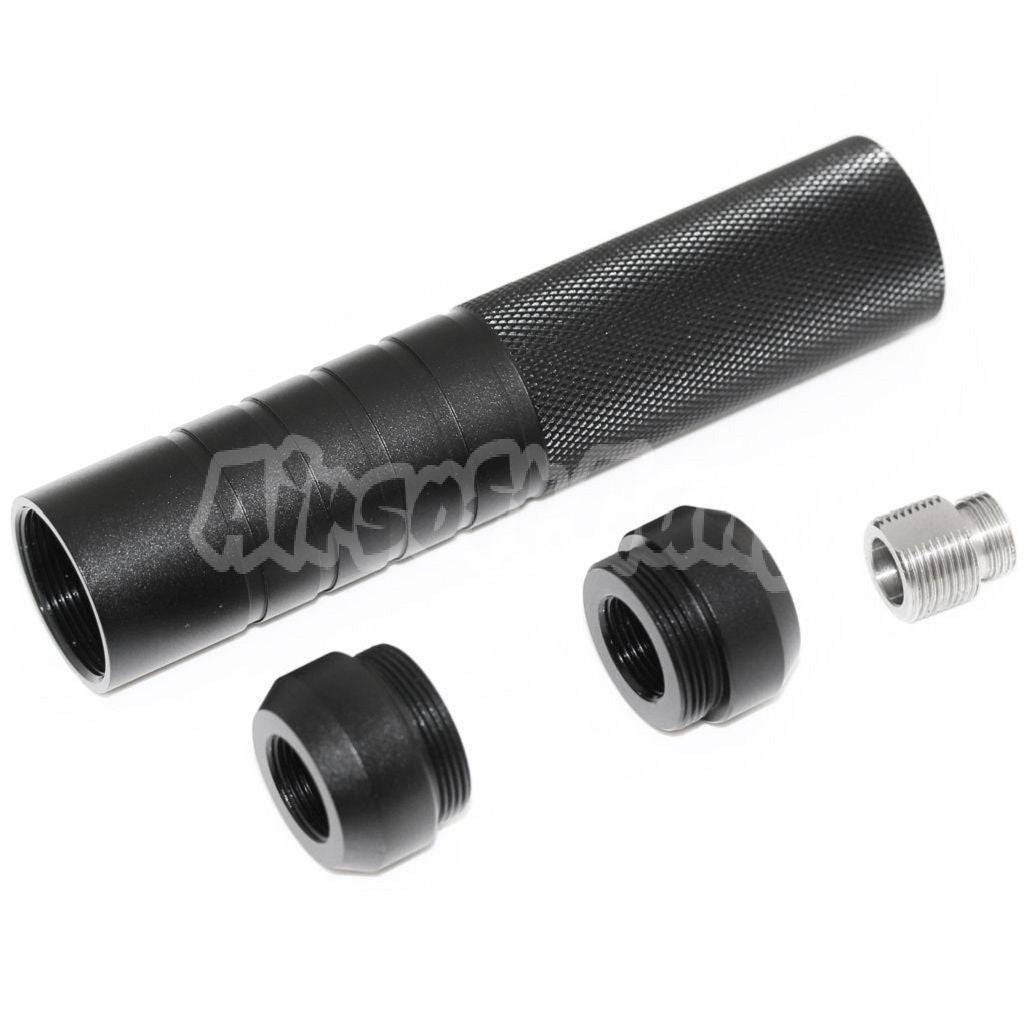 146mm 5.75" Inches Noise Damping Bowl Suppressor Silencer Barrel Extension Tube +/-14mm CW/CCW Threading Black