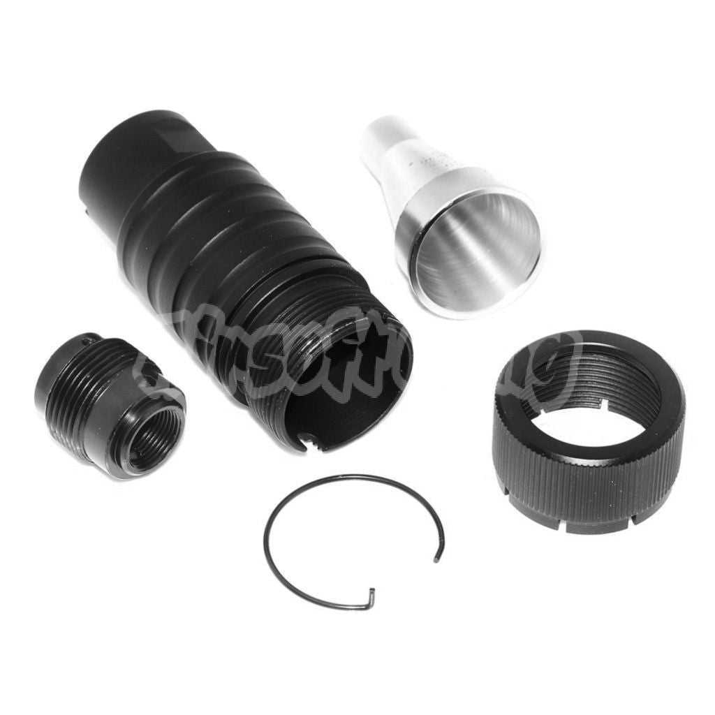 CYMA Adjustable Sound Amplifying Design AK74 Flash Hider -14mm CCW Threading Black