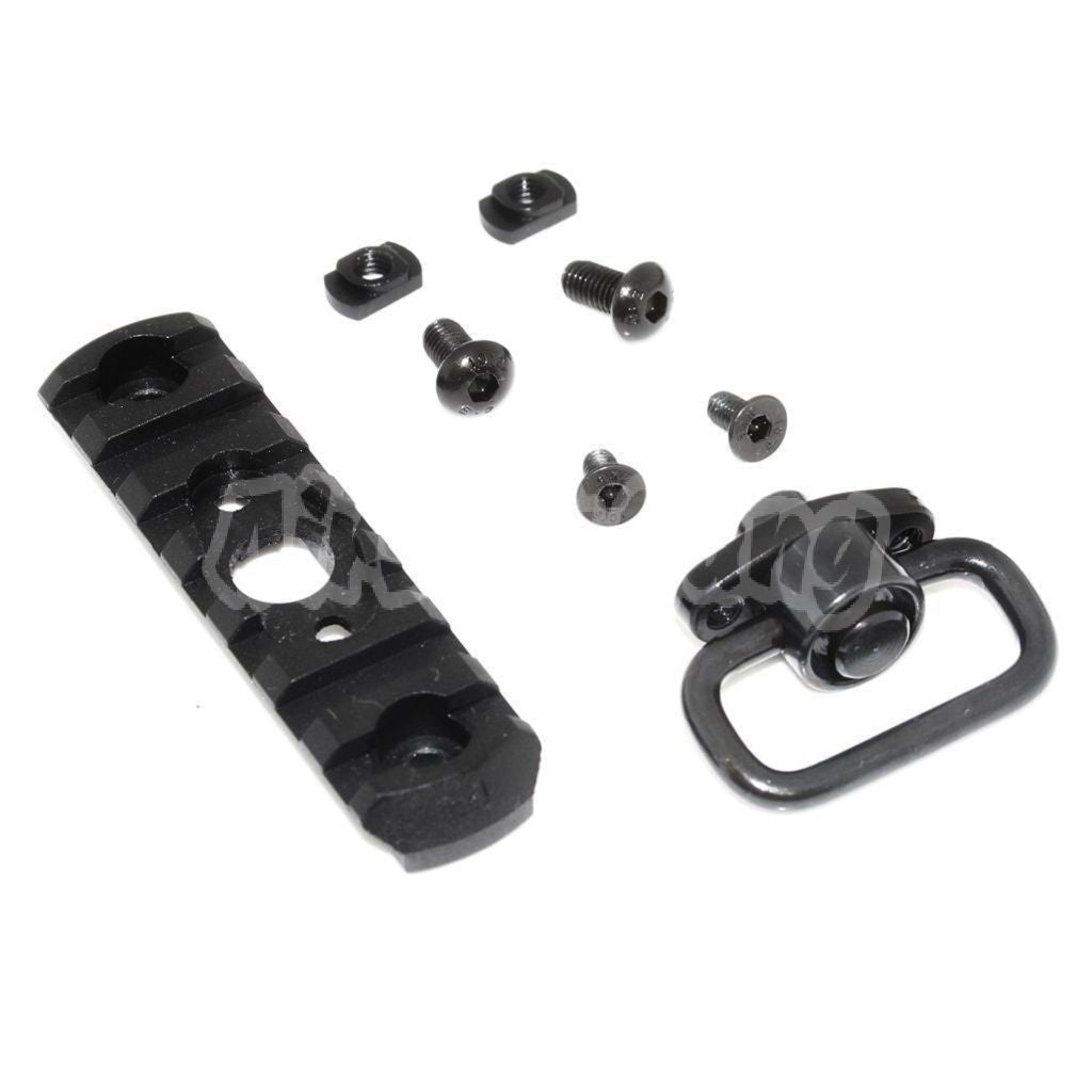 Airsoft APS 7-Slot MIL-STD 1913 Rail M-LOK Rail Segment Plate with QD Sling Swivel Black