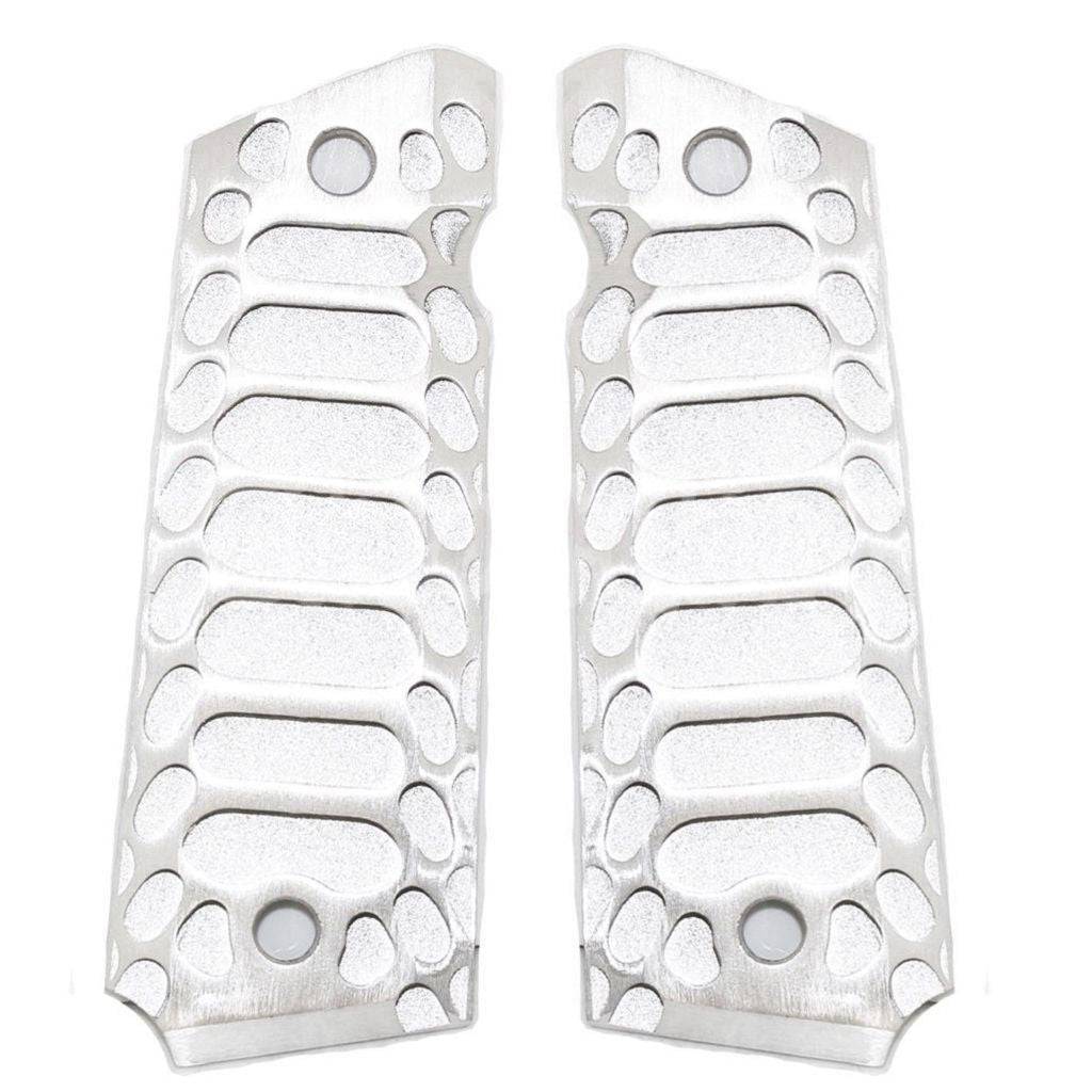 5KU CNC Cobra Style Pistol Grip Cover For Tokyo Marui M1911 / M.E.U. / Army R27 R28 R29 Pistol Airsoft Silver