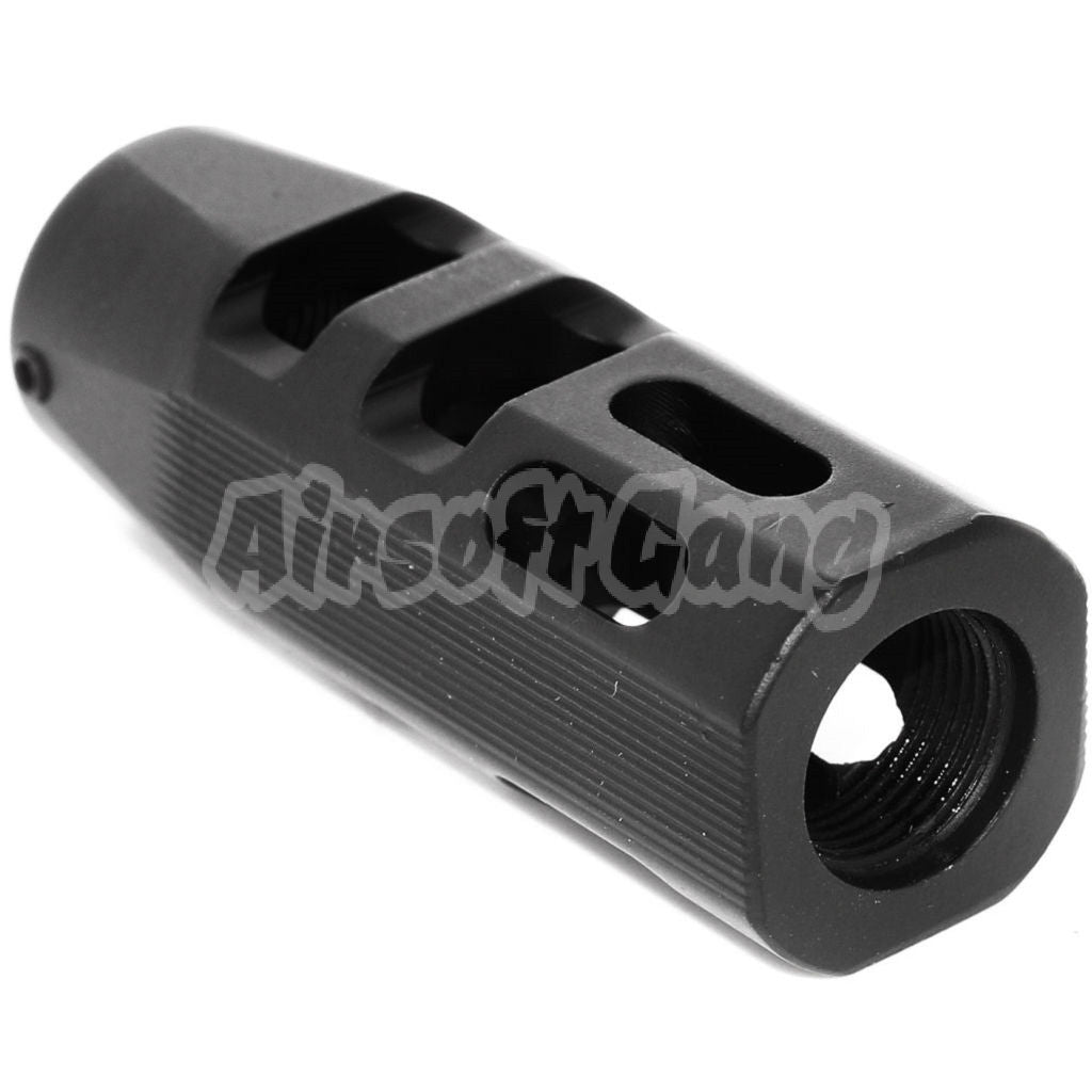 APS 62mm Evolution Tech Muzzle Brake Flash Hider 1.1 For All -14mm CCW Threading Airsoft Rifle Black