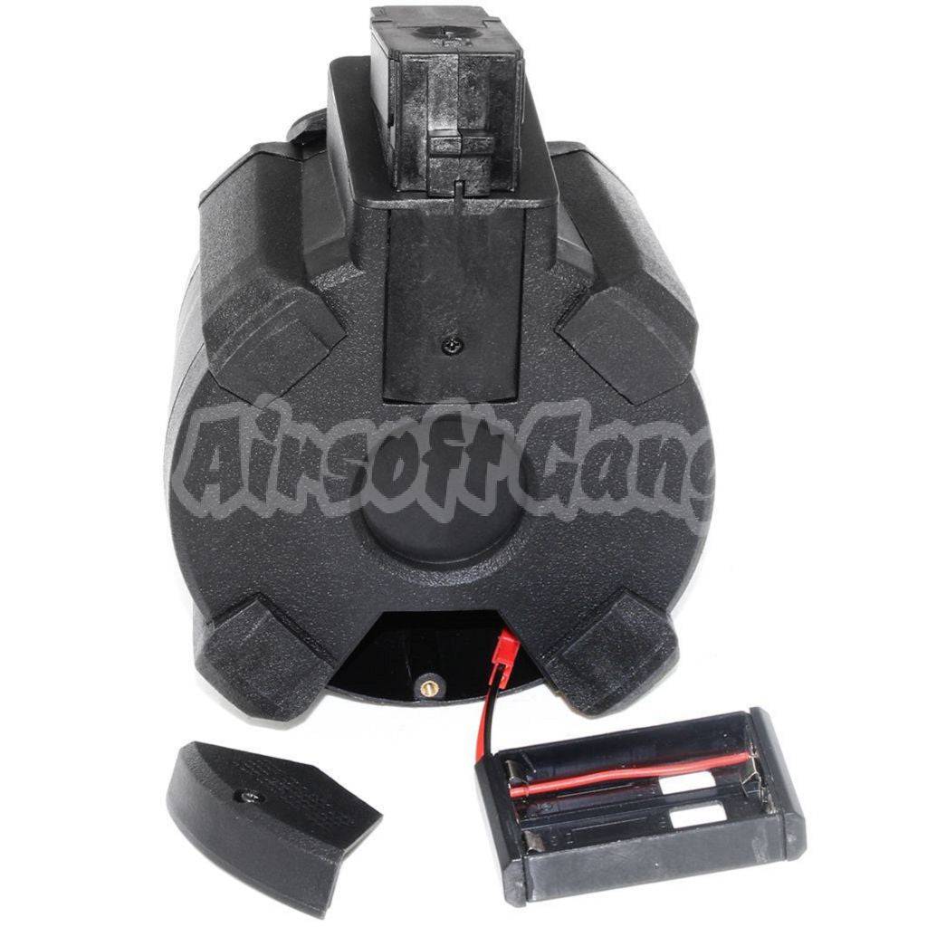 Airsoft BATTLEAXE 1400rd Sound Control Electric Drum Magazine For AK Series AEG Black