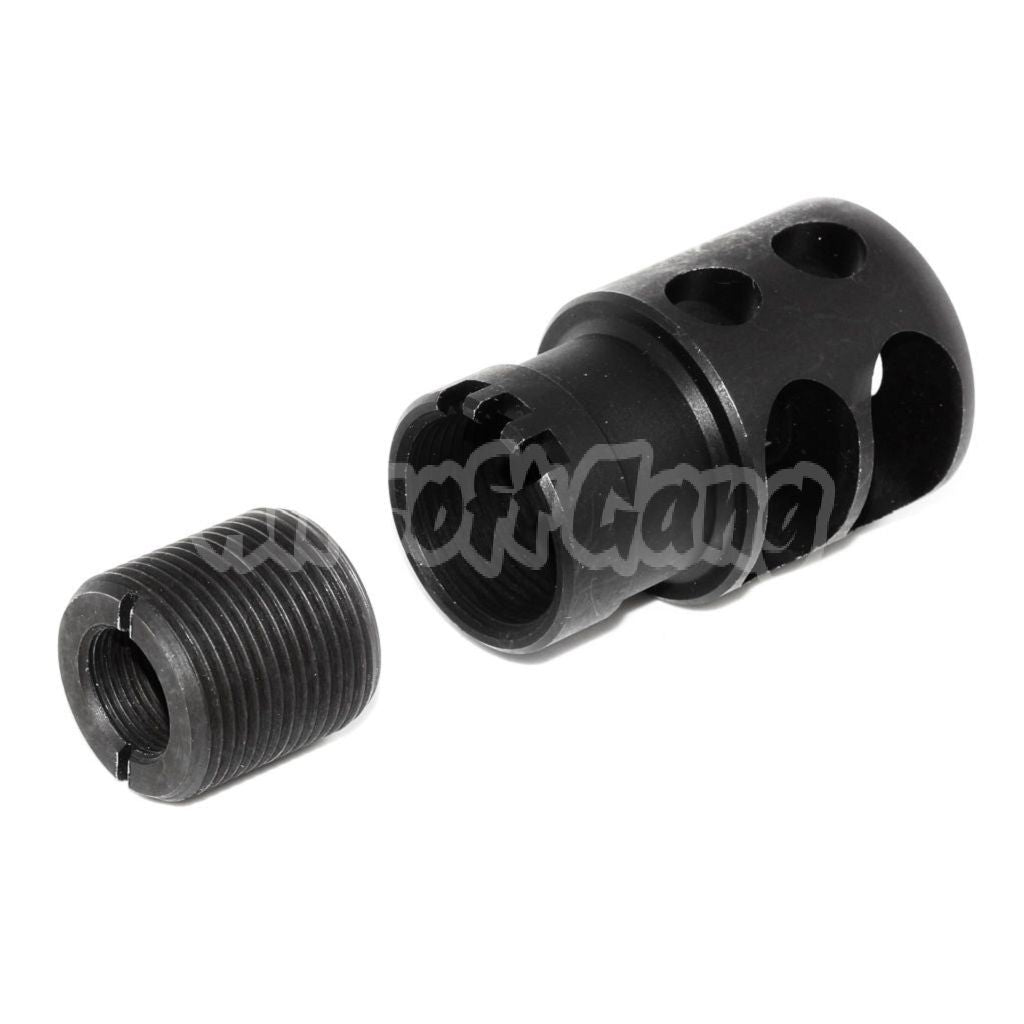 Airsoft 5KU DTK-2 Style Muzzle Brake FlashHider -14mm CCW / +24mm CW Black