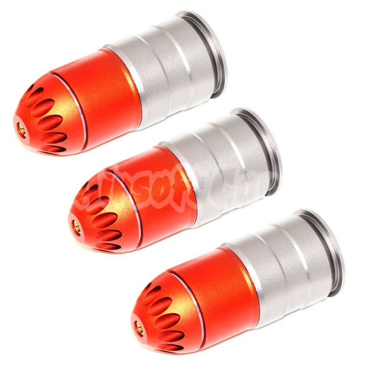Airsoft King Arms 3pcs 84rd 40mm Co2 Gas Grenade Cartridge Shell Version IV Orange Red/Gray