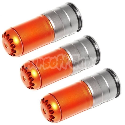 Airsoft King Arms 3pcs 120rd 40mm Co2 Gas Grenade Cartridge Shell Version III Orange Red/Gray