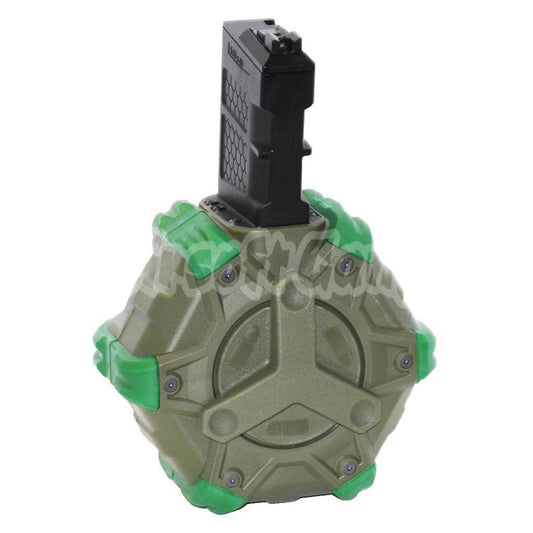 Airsoft WE 350rd Gas Drum Magazine for WE Open Bolt L85 / SCAR-L / R5C / T65 / HK416 / AR M4 M16 GBB Rifle Black/OD/Green