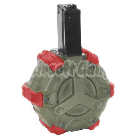 Airsoft WE 350rd Gas Drum Magazine for WE AP APACHE MP5 Series GBB Rifle Black/OD/Red