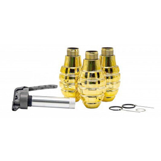 APS HAKKOTSU 3pcs Thunder B Co2 Sound Grenade Gold Pineapple Shell Bottle Package with Core