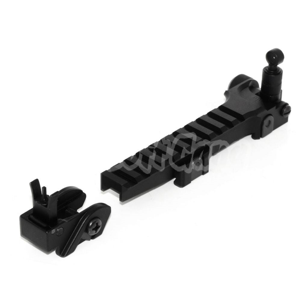 BELL KAC Style Flip-Up Sight Rail Set For G36 Series AEG GBB Rifle Black
