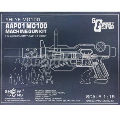 Airsoft SG ShowGuns Tactical RX-79 Gundam Ground Type MG100 Machine Gun Kit with Fire Pig Light Tracer for Action Army AAP-01 GBB Pistol