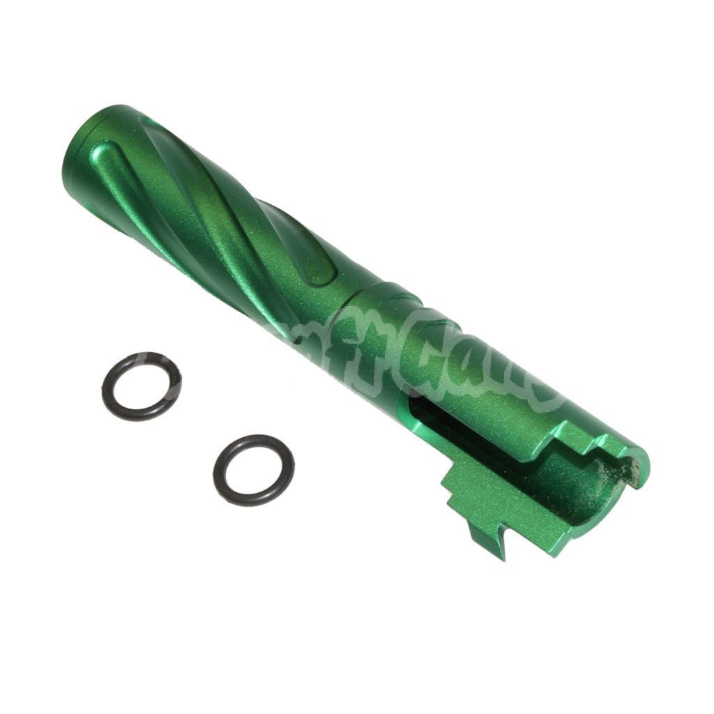 Airsoft 5KU 4.3" Inches CNC Aluminium Tornado Style Spiral Outer Barrel +11mm CW for Tokyo Marui Hi-Capa 4.3 GBB Green