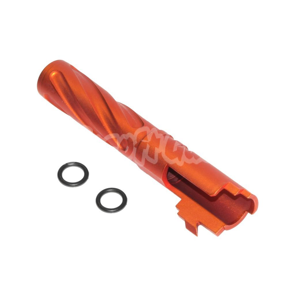 Airsoft 5KU 4.3" Inches CNC Aluminium Tornado Style Spiral Outer Barrel +11mm CW for Tokyo Marui Hi-Capa 4.3 GBB Orange