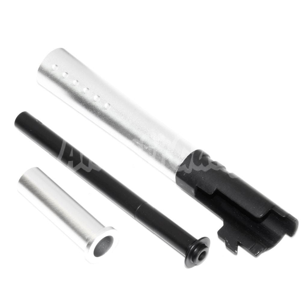 Airsoft BELL 124mm/128mm V12 Style Outer Barrel Set For BELL ARMY Tokyo Marui 1911 GBB Pistols Black/Silver