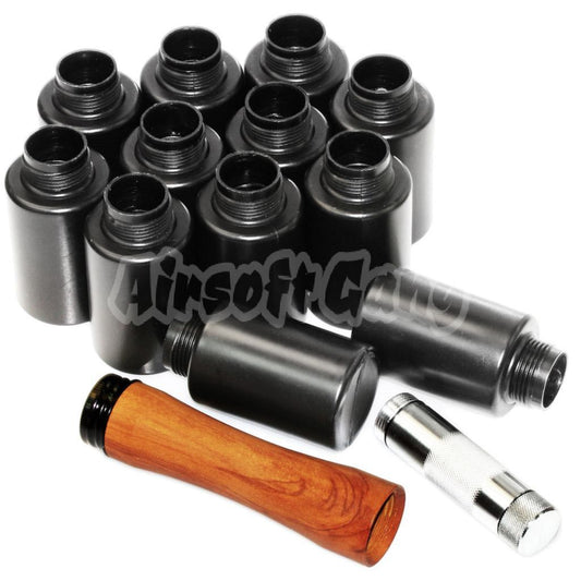 Airsoft APS HAKKOTSU 12pcs Thunder B Stick Style Co2 Sound Grenade Shell Bottle Package with Core