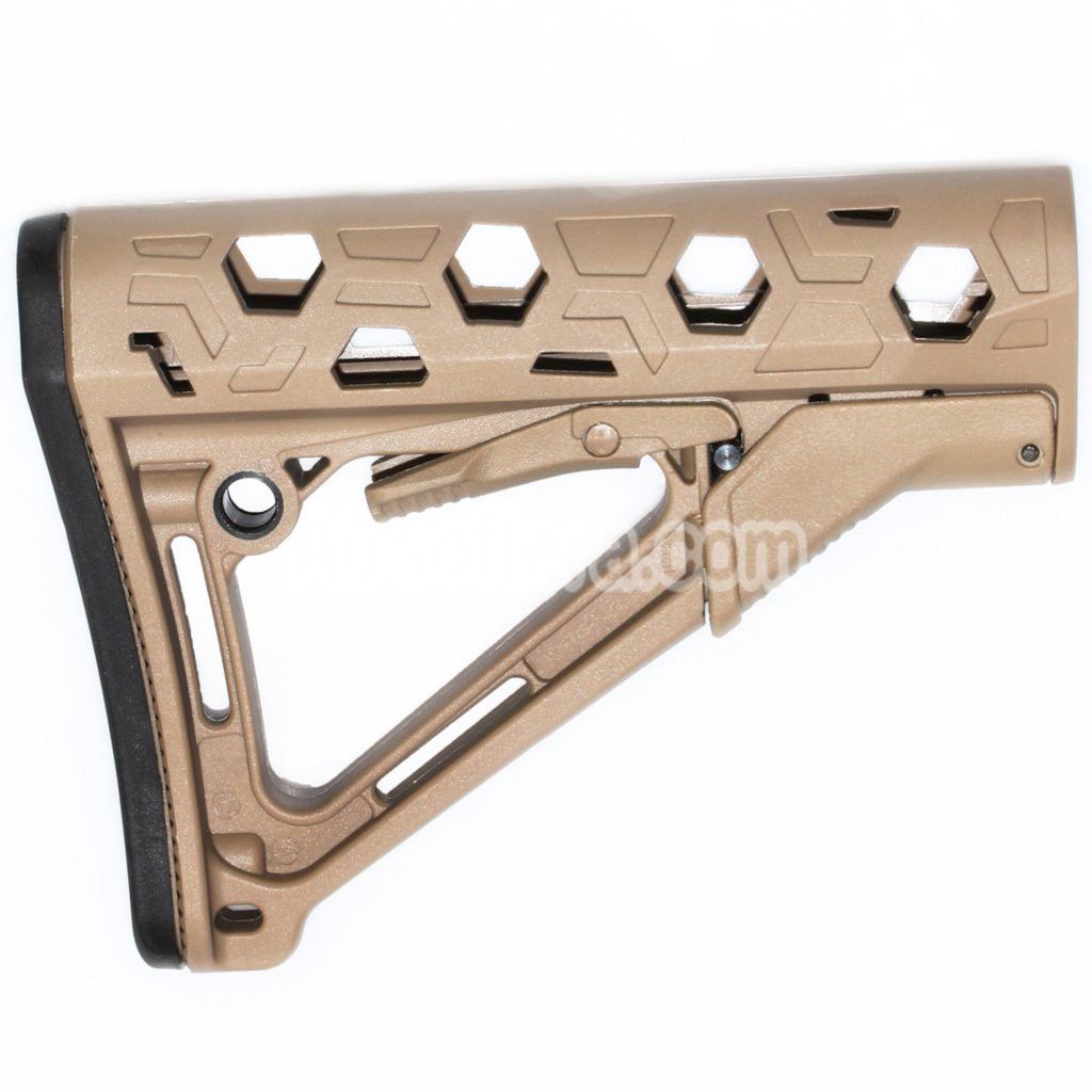 Airsoft DOUBLE BELL 183mm Polymer Stock For M4 Series GBB Rifles Tan