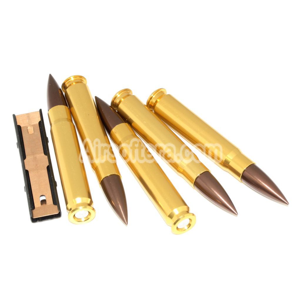 Airsoft DOUBLE BELL 5pcs Set Metal Dummy Shell Cartridge For D-Boys BELL Kar-98 98K Bolt Action Sniper