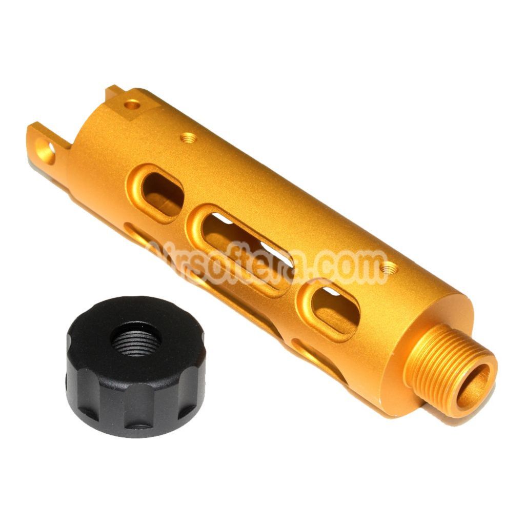 エアガン 5KU CNC アルミアウターバレル Type-B アクションアーミー AAP-01 GBB ピストル用 ゴールド