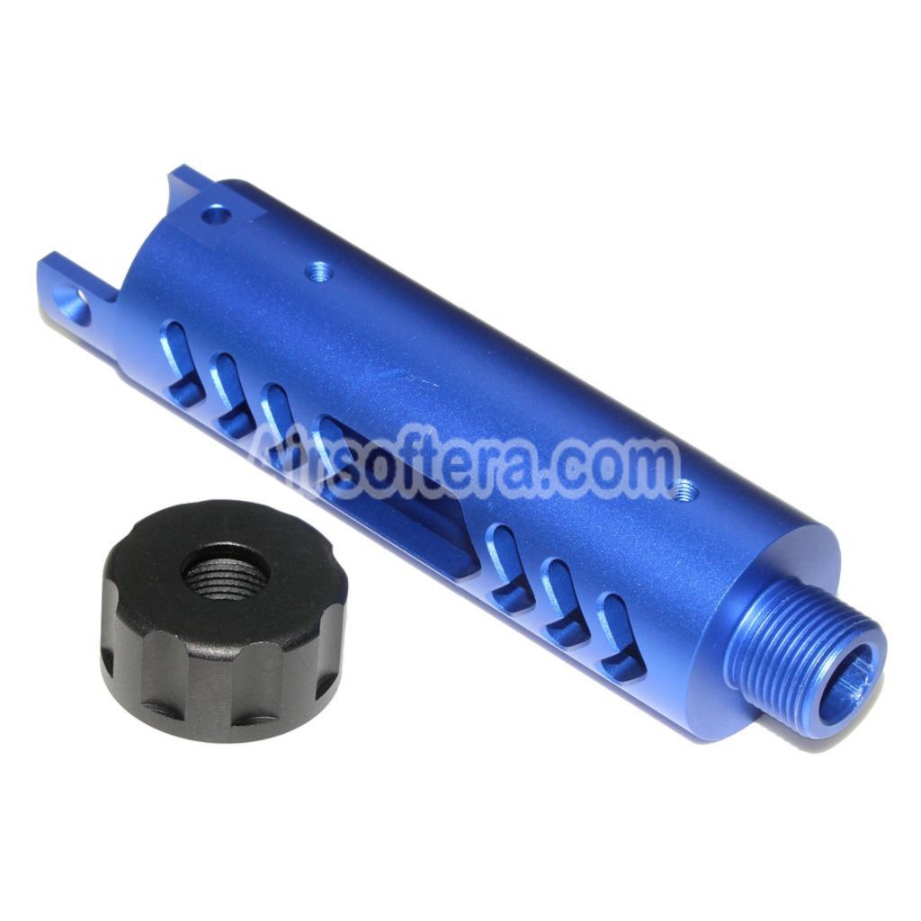 エアガン 5KU CNC アルミアウターバレル Type-C アクションアーミー AAP-01 GBB ピストル用 ブルー