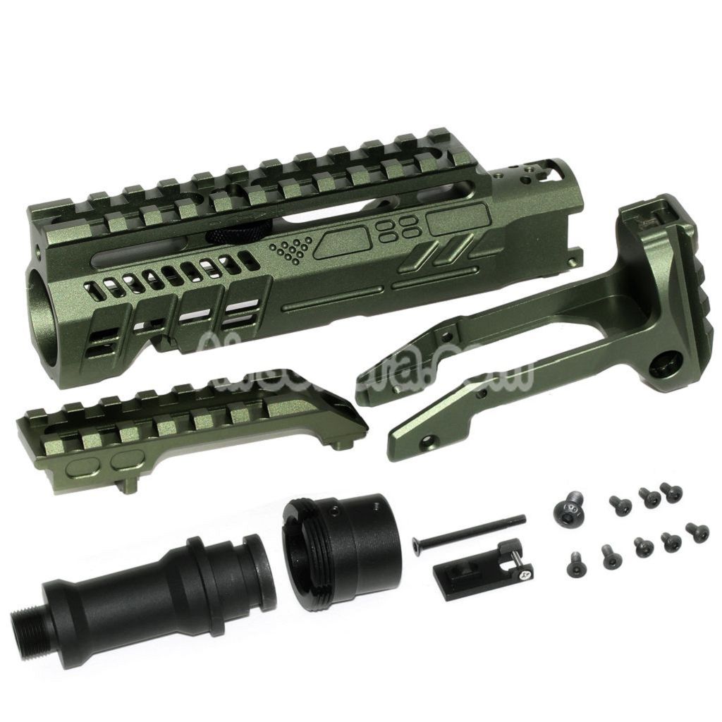 Airsoft 5KU Carbine Rifle Conversion Kit Type-B with M1913 Rail Stock Adaptor For Action Army AAP-01 Series GBB Pistols Green