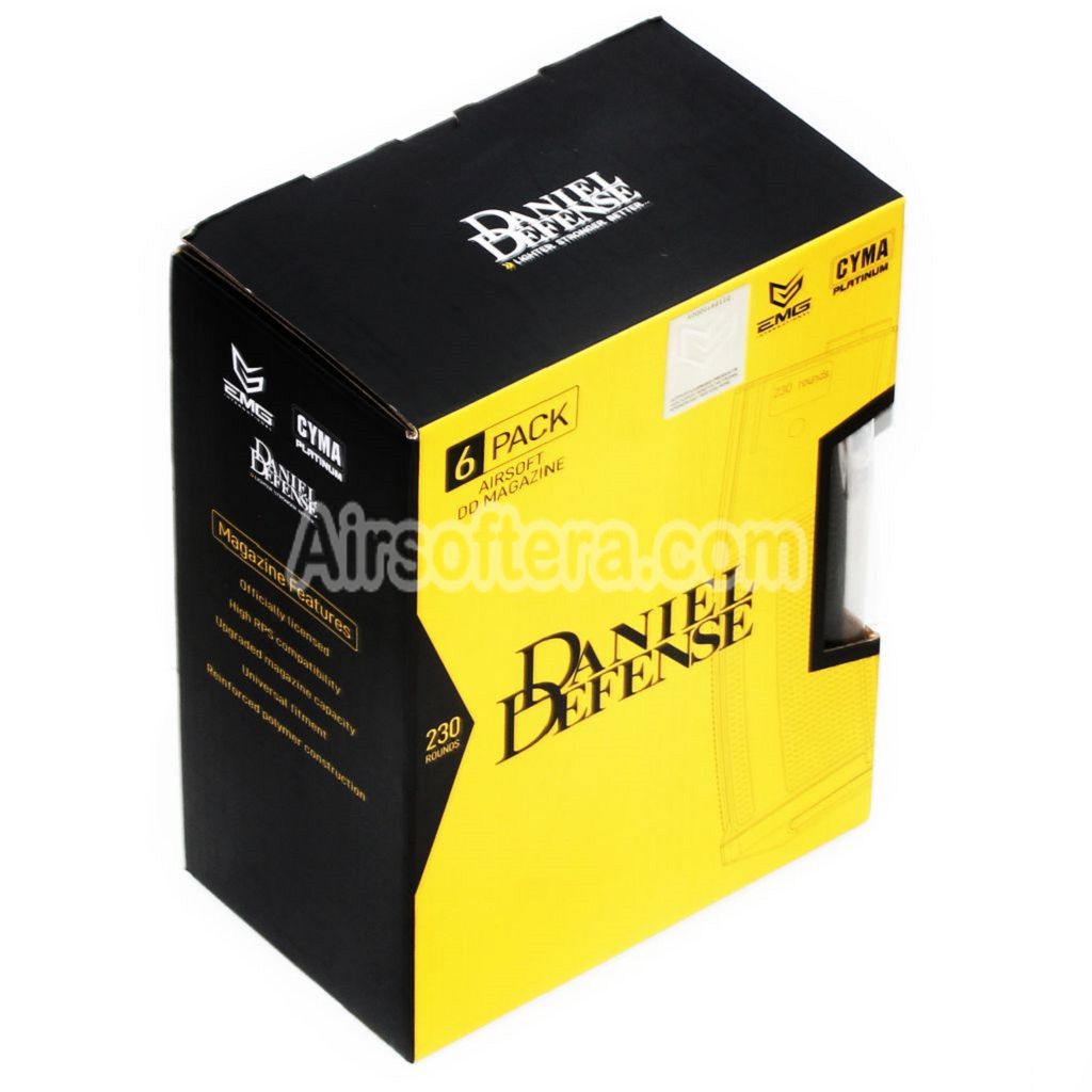 Airsoft CYMA 6pcs Pack EMG Daniel Defense 230rd Polymer Mid-Cap Magazine for APS Matrix G&P CYMA E&C D-Boys Tokyo Marui M4 M16 Series AEG Rifles Black