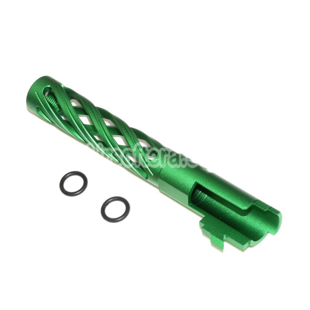 Airsoft 5KU 5" Inches 123/127mm CNC Tornado Spiral Hollow Outer Barrel +11mm CW for Armorer Works AW WE-TECH Tokyo Marui Hi-Capa 5.1 GBB Pistols Green