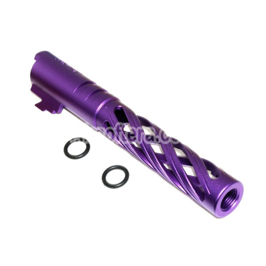 Airsoft 5KU 5" Inches 123/127mm CNC Tornado Spiral Hollow Outer Barrel +11mm CW for Armorer Works AW WE-TECH Tokyo Marui Hi-Capa 5.1 GBB Pistols Purple