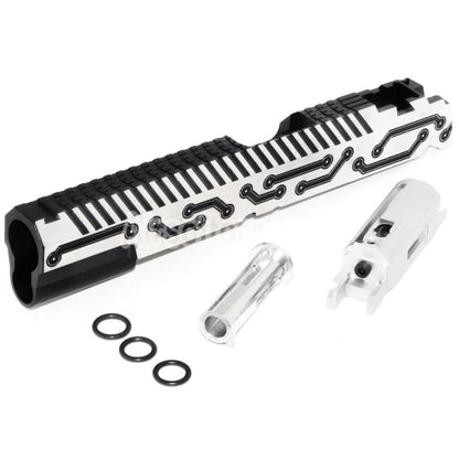 5KU CNC Aluminum Infinity Future Slide Set Suitable For Tokyo Marui Hi-Capa 5.1 Series GBB Pistols Airsoft Black/Silver