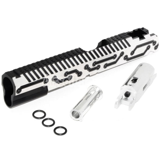 5KU CNC Aluminum Infinity Future Slide Set Suitable For Tokyo Marui Hi-Capa 5.1 Series GBB Pistols Airsoft Black/Silver
